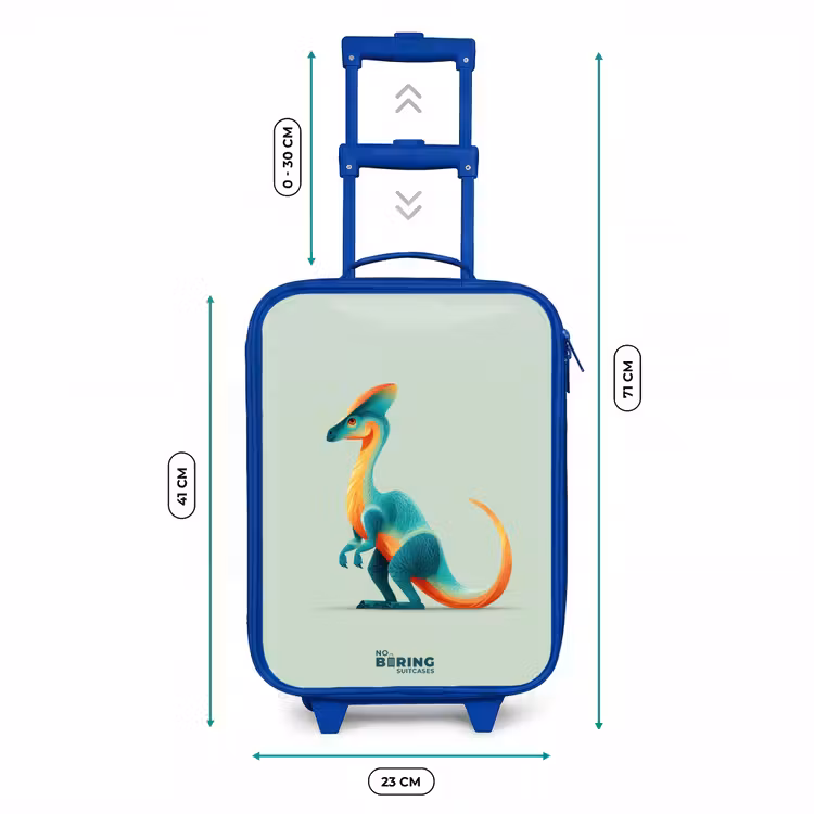 Kinderkoffer - Blauw - Elegante dino met kam — 6