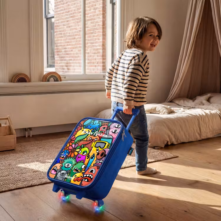 Kinderkoffer - Blauw - Expressief en druk patroon met monsters — 3