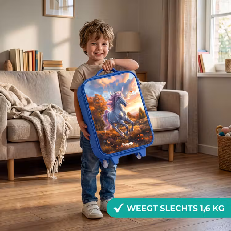 Kinderkoffer - Blauw - Galopperende Eenhoorn in Herfstwereld — 2