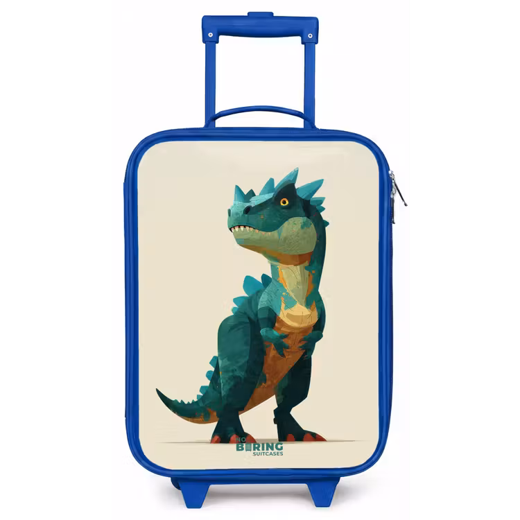 Kinderkoffer - Blauw - Gehoornde dino met scherpe blik — 1
