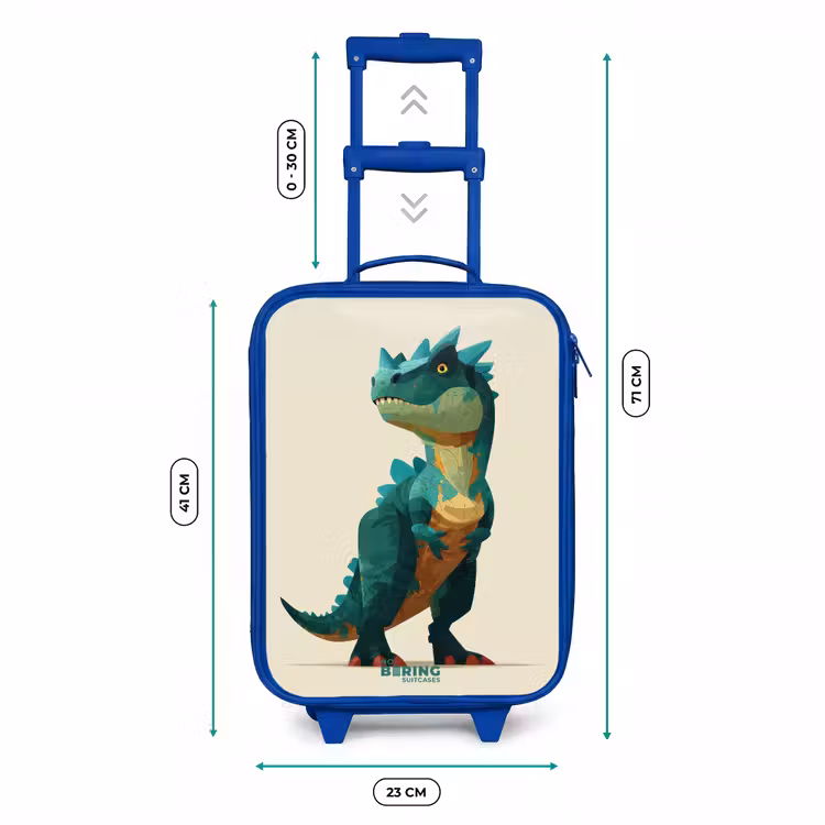 Kinderkoffer - Blauw - Gehoornde dino met scherpe blik — 6