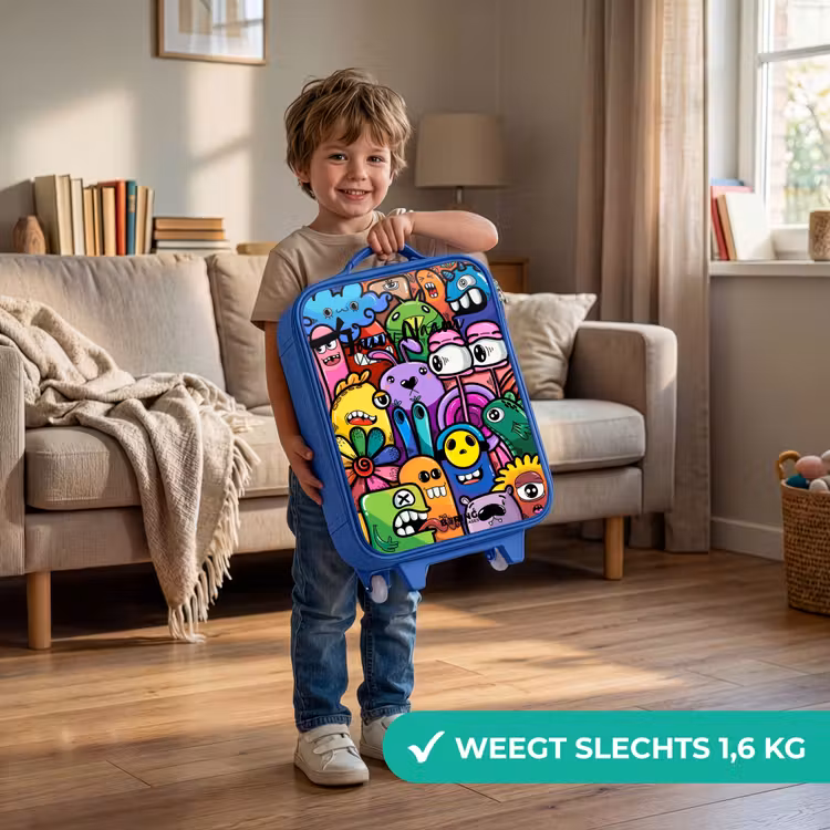Kinderkoffer - Blauw - Grappige kleurrijke monsters — 2