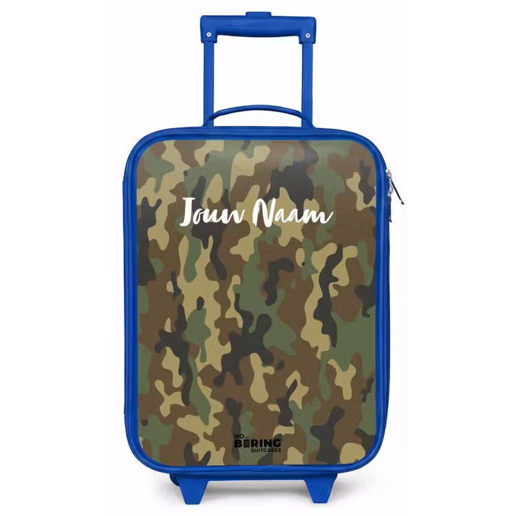 Kinderkoffer - Blauw - Groene camouflage met zandkleur — 1
