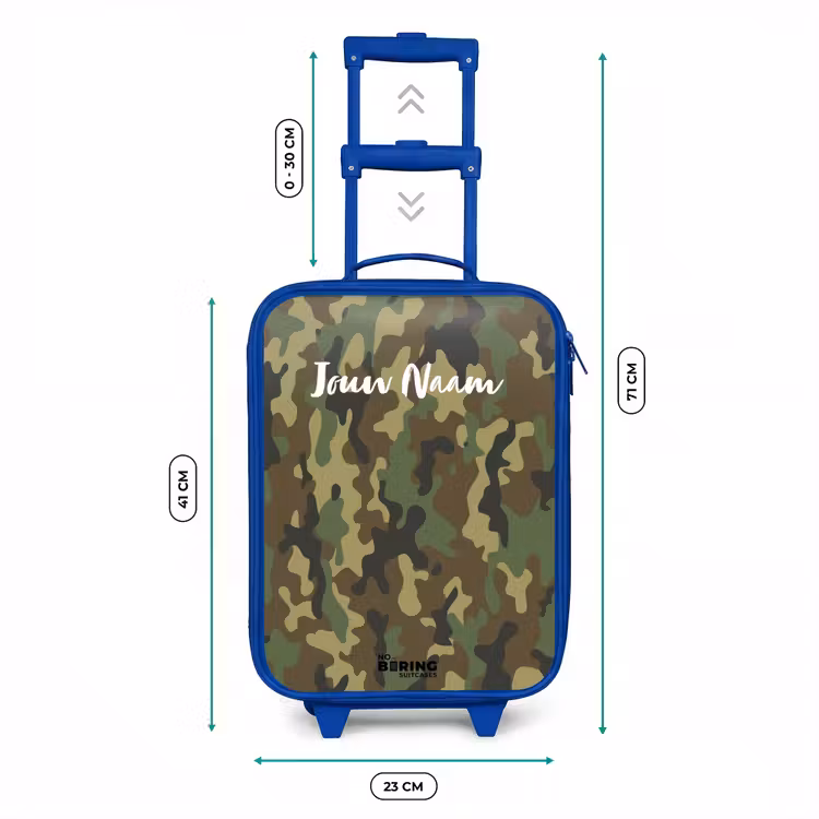 Kinderkoffer - Blauw - Groene camouflage met zandkleur — 6
