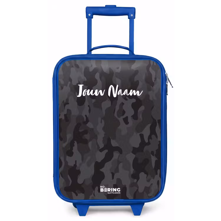 Kinderkoffer - Blauw - Groene camouflage print — 1
