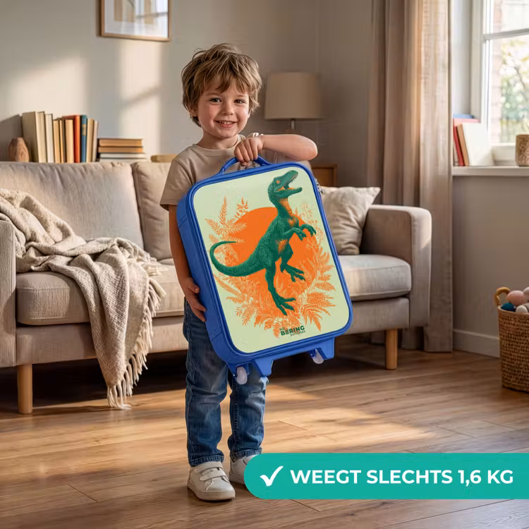 Kinderkoffer - Blauw - Groene dino tussen varens — 2
