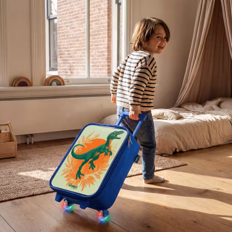 Kinderkoffer - Blauw - Groene dino tussen varens — 3