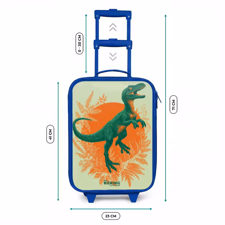 Kinderkoffer - Blauw - Groene dino tussen varens — 6