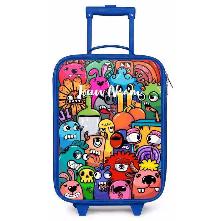 Kinderkoffer - Blauw - Knallende gekleurde monsters — 1
