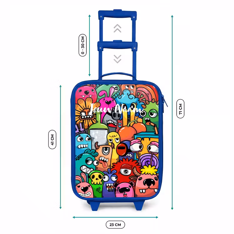 Kinderkoffer - Blauw - Knallende gekleurde monsters — 6