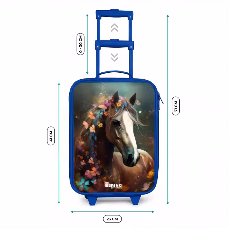 Kinderkoffer - Blauw - Lichtbruin paard tussen de bloemen — 6