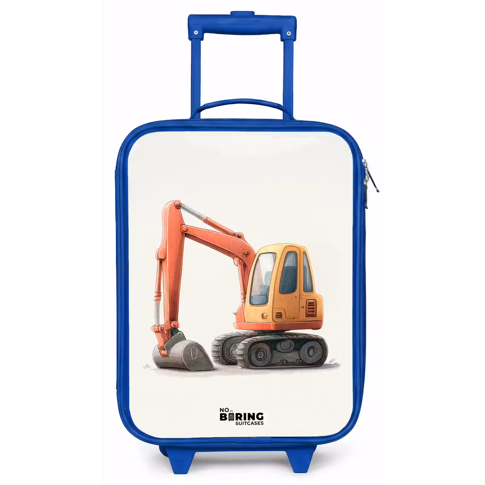 Kinderkoffer - Blauw - Graafmachine - Getekend - Oranje — 1
