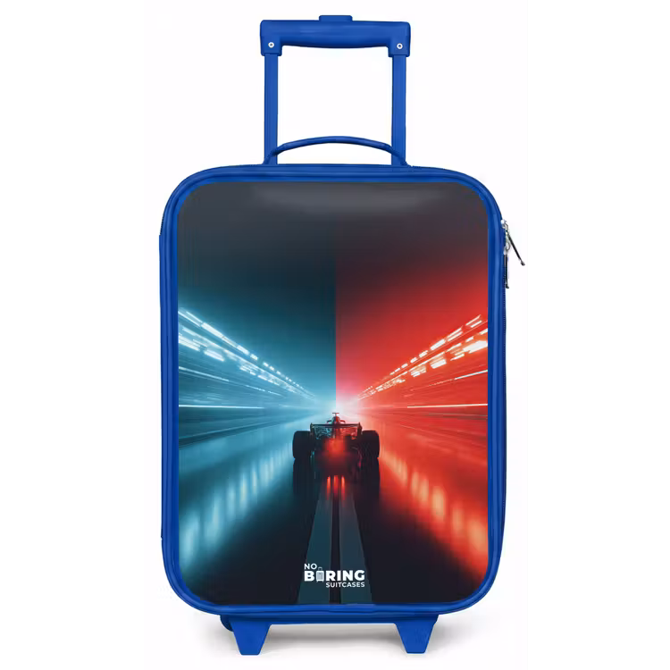 Kinderkoffer - Blauw - Baan - Raceauto - Neon - Rood — 1