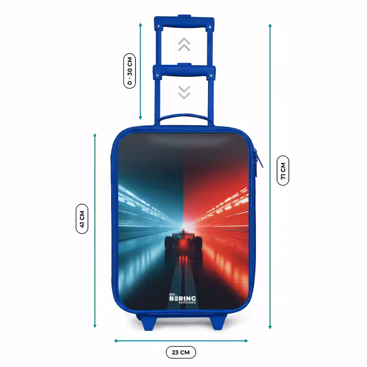 Kinderkoffer - Blauw - Baan - Raceauto - Neon - Rood — 6