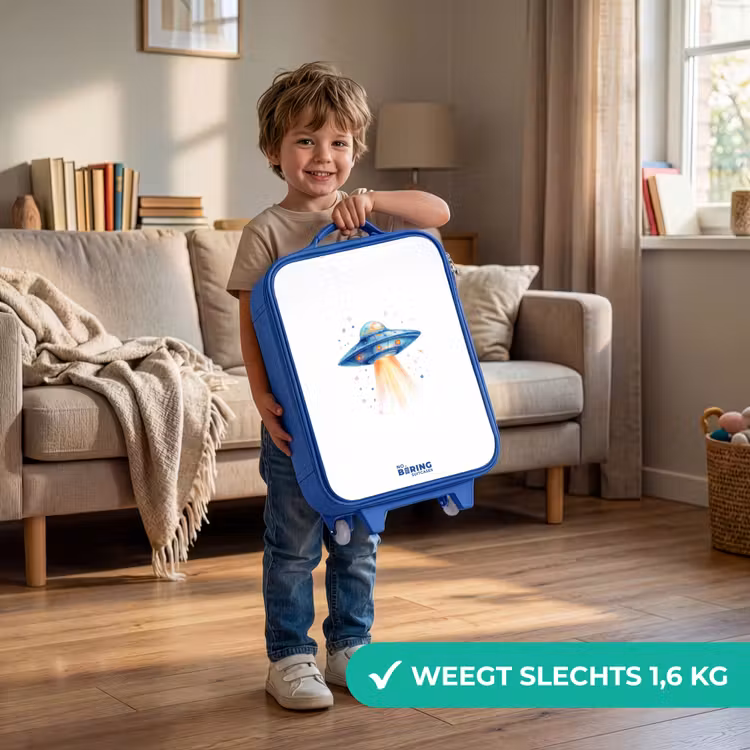 Kinderkoffer - Blauw - Blauw ruimteschip met lichtstraal — 2