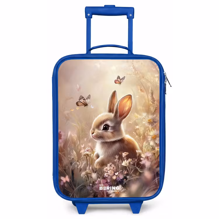 Kinderkoffer - Blauw - Bloemen - Bruin - Konijntje - Vlinder — 1