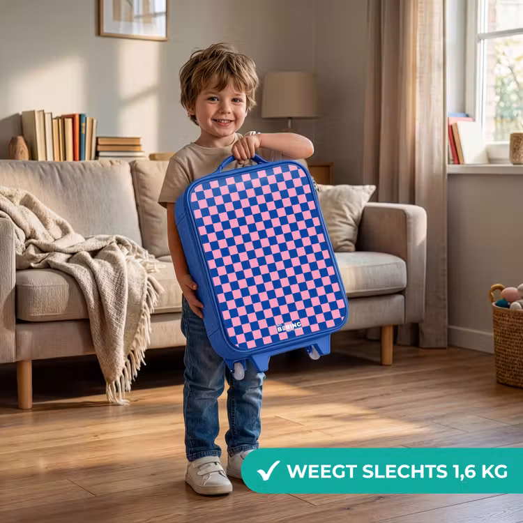 Kinderkoffer - Blauw - Blokjes - Blauw - Roze — 2