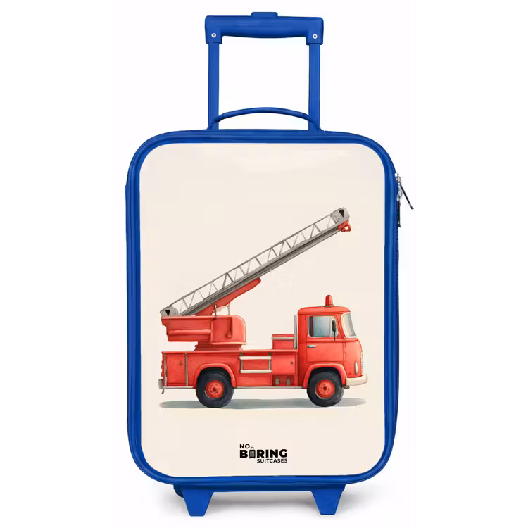 Kinderkoffer - Blauw - Brandweerwagen - Getekend - Rood — 1