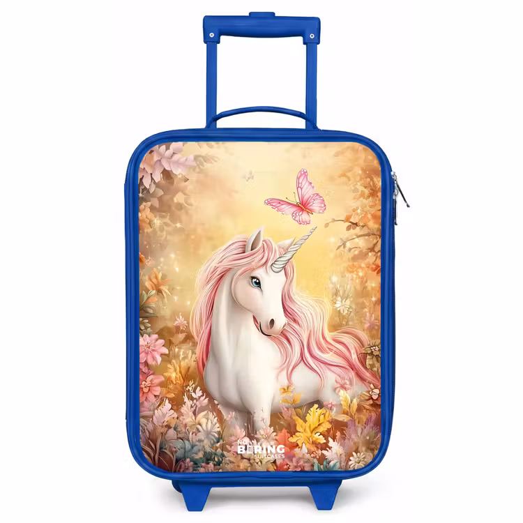 Kinderkoffer - Blauw - Eenhoorn - Vlinder - Roze - Manen — 1