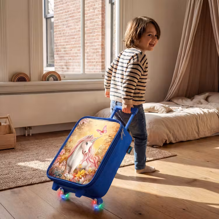 Kinderkoffer - Blauw - Eenhoorn - Vlinder - Roze - Manen — 3