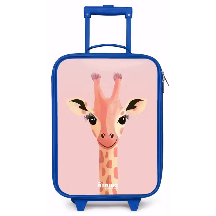 Kinderkoffer - Blauw - Giraffe - Wimpers - Minimalistisch - Roze — 1