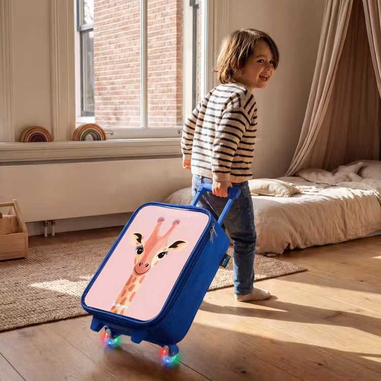 Kinderkoffer - Blauw - Giraffe - Wimpers - Minimalistisch - Roze — 3