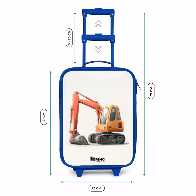 Kinderkoffer - Blauw - Graafmachine - Getekend - Oranje — 6