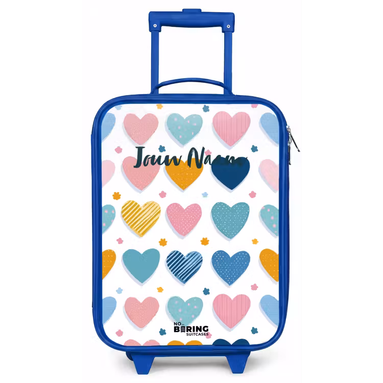 Kinderkoffer - Blauw - Hartenpatroon — 1