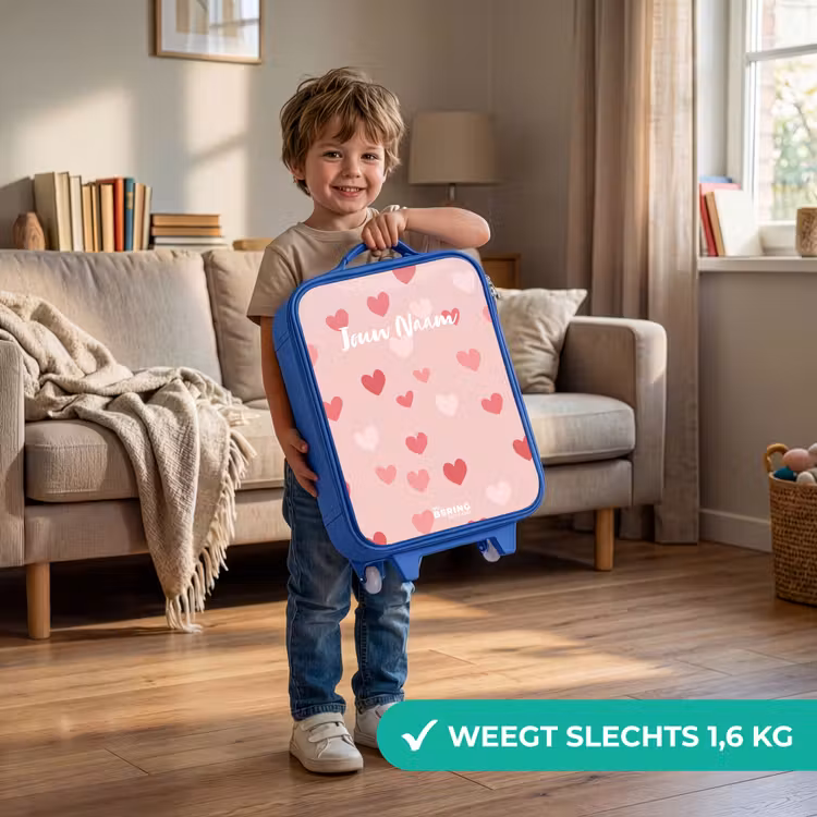 Kinderkoffer - Blauw - Hartjes — 2