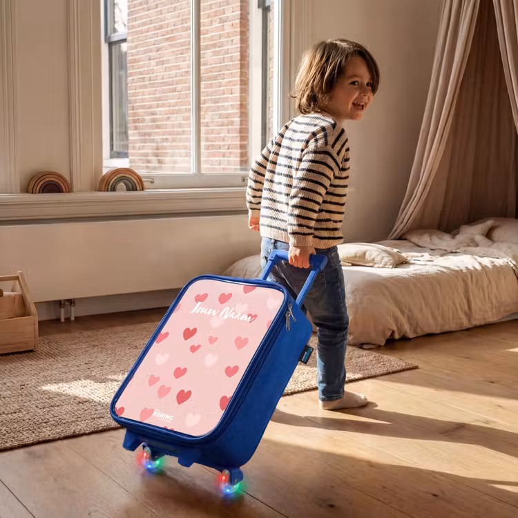 Kinderkoffer - Blauw - Hartjes — 3