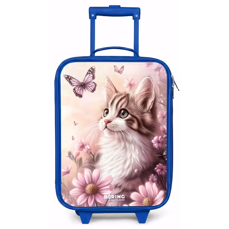 Kinderkoffer - Blauw - Kat - Paars - Vlinders - Bloemen — 1