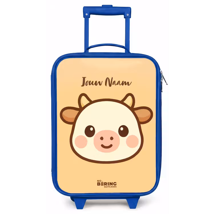 Kinderkoffer - Blauw - Kawai - Koe - Bruin — 1