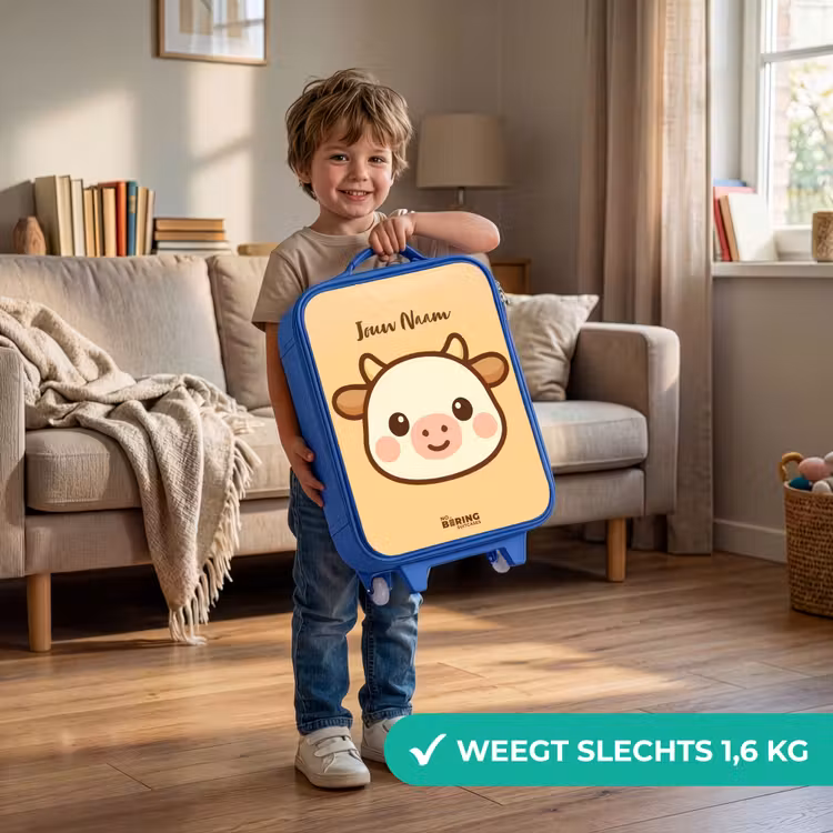 Kinderkoffer - Blauw - Kawai - Koe - Bruin — 2