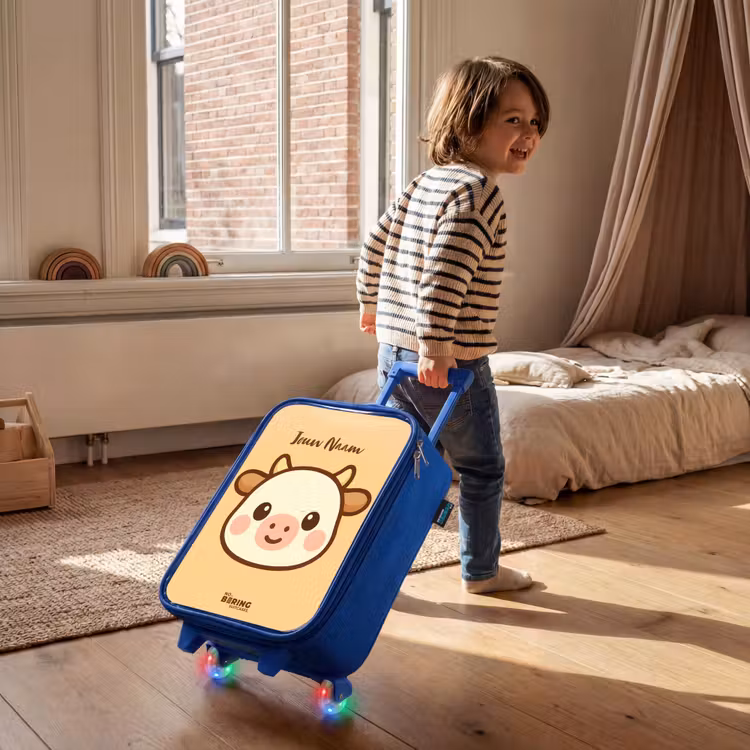 Kinderkoffer - Blauw - Kawai - Koe - Bruin — 3