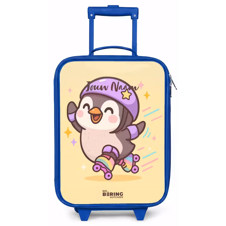 Kinderkoffer - Blauw - Kawai - Pinguin - Rolschaatsen — 1