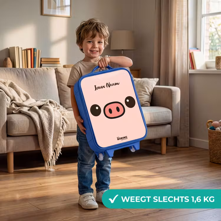 Kinderkoffer - Blauw - Kawai - Varken - Roze — 2