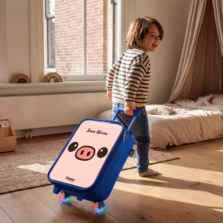Kinderkoffer - Blauw - Kawai - Varken - Roze — 3