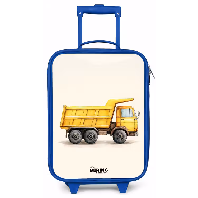 Kinderkoffer - Blauw - Kiepwagen - Getekend - Geel — 1