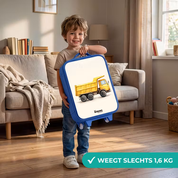 Kinderkoffer - Blauw - Kiepwagen - Getekend - Geel — 2
