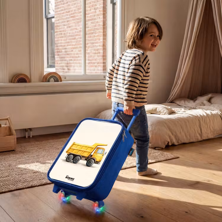 Kinderkoffer - Blauw - Kiepwagen - Getekend - Geel — 3