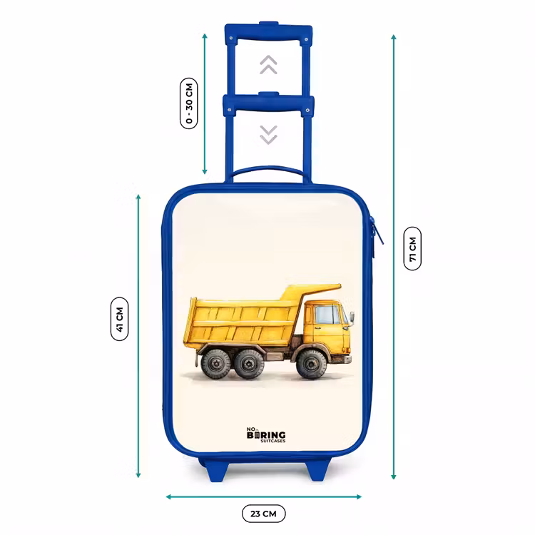 Kinderkoffer - Blauw - Kiepwagen - Getekend - Geel — 6