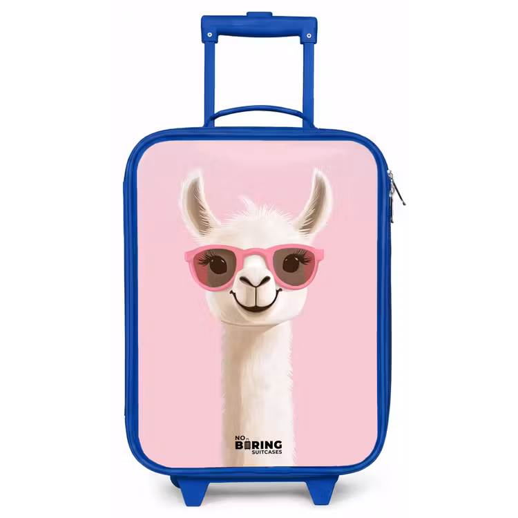 Kinderkoffer - Blauw - Lama - Wit - Zonnebril - Wimpers — 1