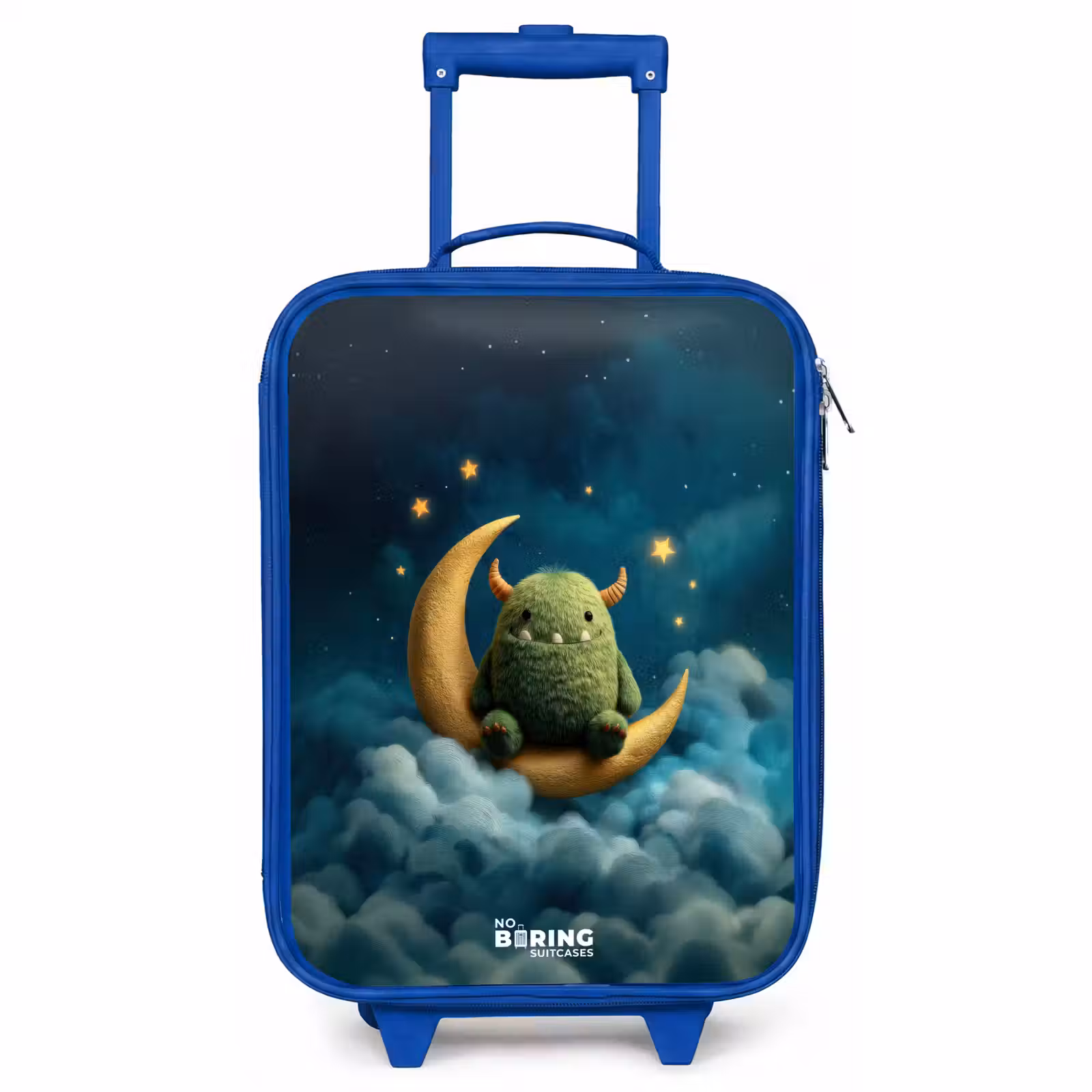 Kinderkoffer - Blauw - Groen monster op maansikkel — 1
