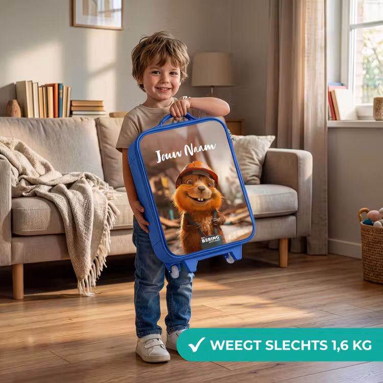 Kinderkoffer met naam - Blauw - Bertus Bouwbever — 2