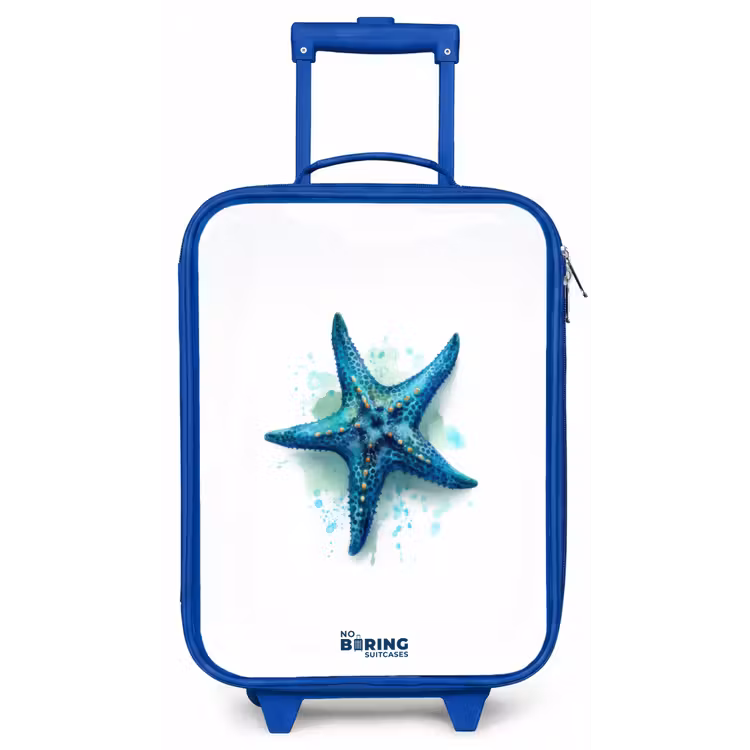 Kinderkoffer - Blauw - Blauwe Zeester op Witte Achtergrond — 1