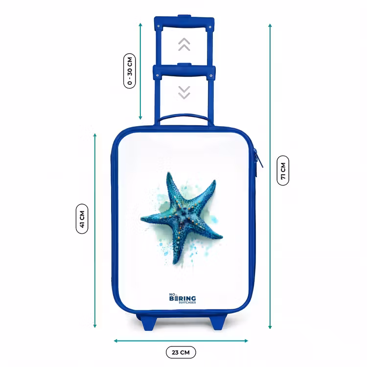 Kinderkoffer - Blauw - Blauwe Zeester op Witte Achtergrond — 6
