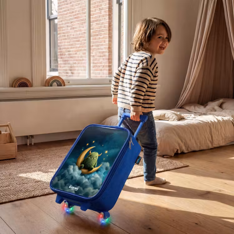 Kinderkoffer - Blauw - Groen monster op maansikkel — 3