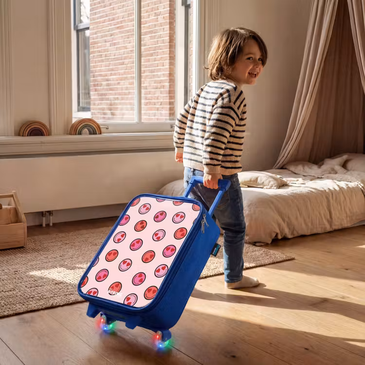Kinderkoffer - Blauw - Hartje - Smiley - Patroon — 3