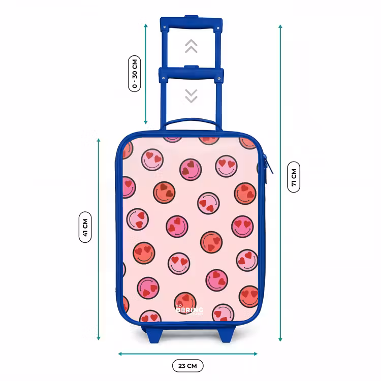 Kinderkoffer - Blauw - Hartje - Smiley - Patroon — 6