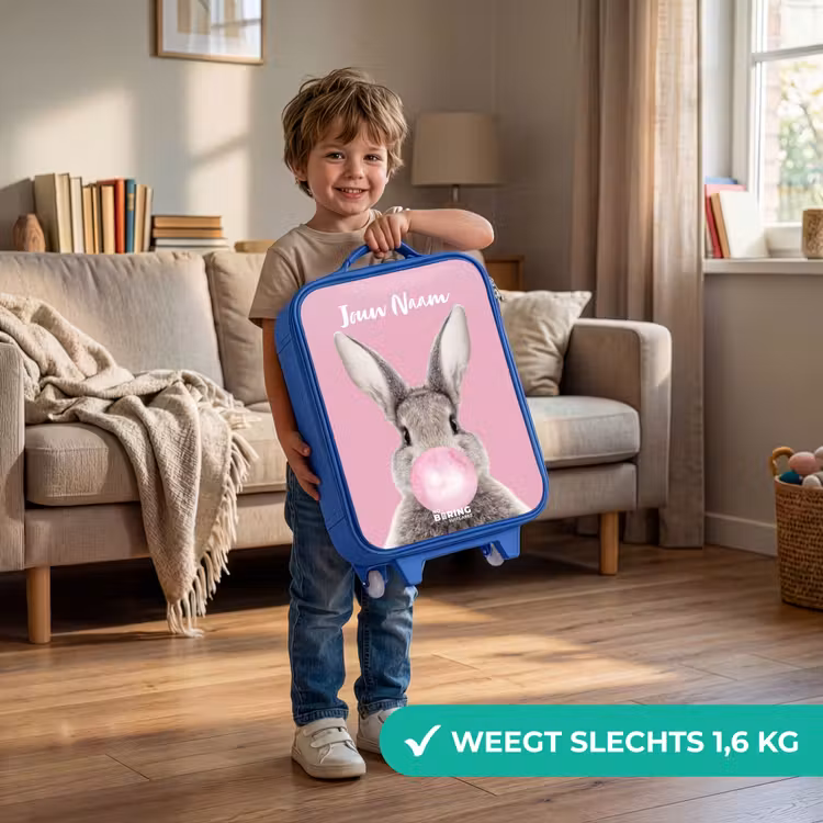 Kinderkoffer met naam - Blauw - Kauwend knaagje — 2